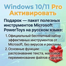 Windows 10/11 Pro/Home | Ключ Онлайн активация | Бесплатные инструменты Microsoft Pow