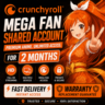 Crunchyroll  Общий аккаунт Mega Fan на 2 месяц  Быстрая доставка   Гарантия