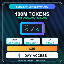 Codex API Tokens 100M - 1 Day Access - 1 Day Warranty