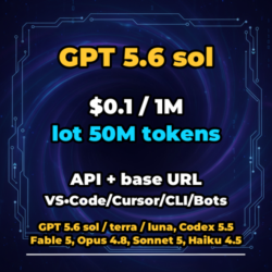 GPT 5.6 sol | 50 МЛН ТОКЕНОВ | АВТОВЫДАЧА 24/7 | API VS•Code/Cursor/CLI/Боты