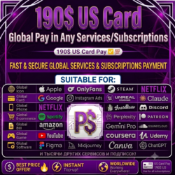 190$ US Card | Pay Any Global Service (App Store, Steam, AI,google,claude,)