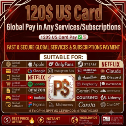 120$ US Card | Pay Any Global Service (App Store, Steam, AI,google,claude,)
