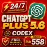 ChatGPT Plus   Codex — 30 дней | Готовый общий аккаунт | GPT-5.6 Sol | Быстрая выдача