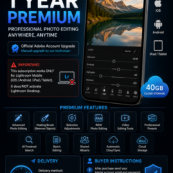 Adobe Lightroom Mobile Premium 1 год | Глобальная версия | iOS Android | 40 ГБ в обла