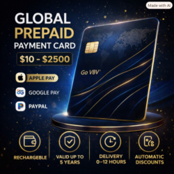 Предоплаченная платёжная карта     $10–$2000| Срок действия 5 лет   | Пополняемая