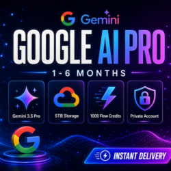 Google AI Pro 1-6 месяцев | Gemini 3.5, 5 ТБ, 1000 кредитов Flow | Приватный аккаунт