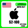 ПОДАРОЧНАЯ КАРТА APPLE ITUNES США 2-100$ USD US АВТО 24/7
