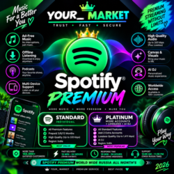 SPOTIFY PREMIUM — ДОСТУПЕН ВО ВСЁМ МИРЕ, ВКЛЮЧАЯ РОССИЮ. ДОСТУПНЫ ВСЕ СРОКИ ПОДПИСКИ.