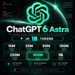 API КЛЮЧ ChatGPT 6 Astra/Sol/Luna •6.1 Sol•5.6 • 5.5 | ДО 1B ТОКЕНОВ |АВТОВЫДАЧА 24/7