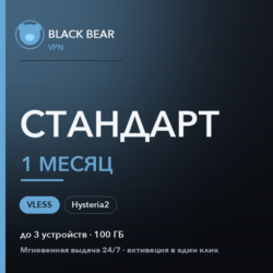 Black Bear VPN Стандартный 1 месяц VLESS и Hysteria2
