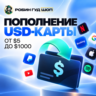 ПОПОЛНЕНИЕ БАЛАНСА USD-КАРТЫ · ОТ $5 ДО $1000