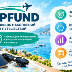 TRIPFUND калькулятор накоплений на путешествие (Excel и Google Sheets)