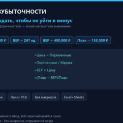 Точка безубыточности: Excel-калькулятор для малого бизнеса 2026