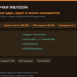 SEO-оптимизация карточки WB/Ozon: Excel-шаблон ключевых слов и тегов