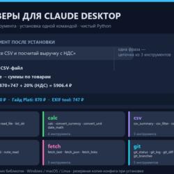 MCP-серверы для Claude Desktop: 6 серверов на Python, 24 инструмента (исходники)