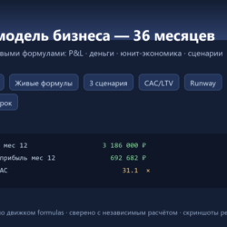 Финмодель бизнеса на 36 месяцев — Excel: P&amp;L, деньги, экономика