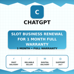 Slot Chatgpt Business Renewal for 1 month full warranty